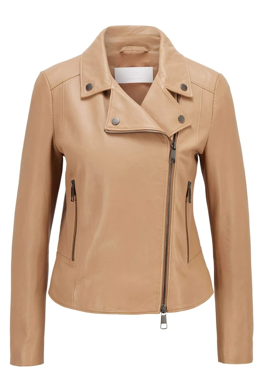 BOSS Women's C_sajuana1 10232681 01 Leather Jacket, Beige, XL
