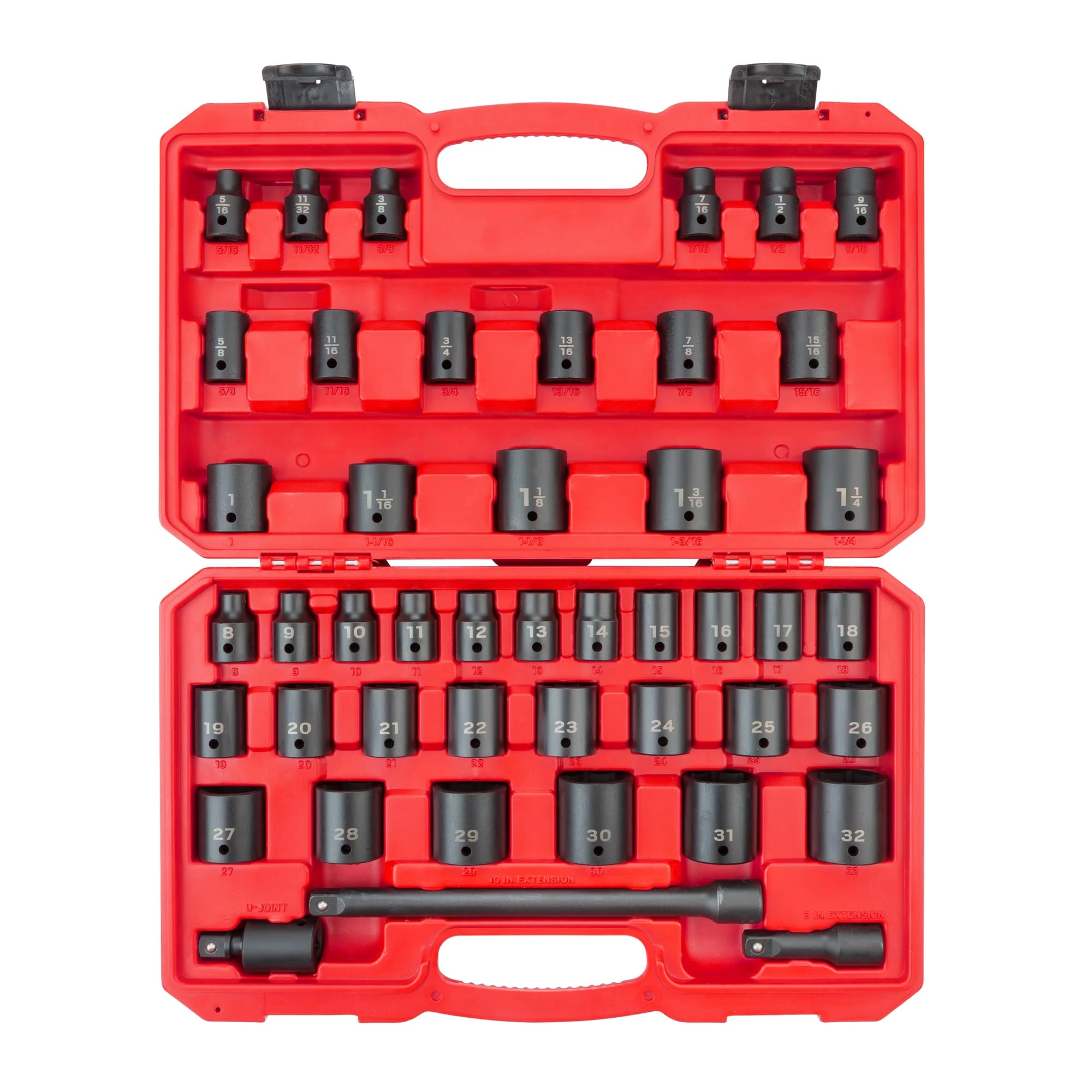 TEKTON 1/2 Inch Drive 6-Point Impact Socket Set, 45-Piece (5/16-1-1/4 in., 8-32mm) | SID92403