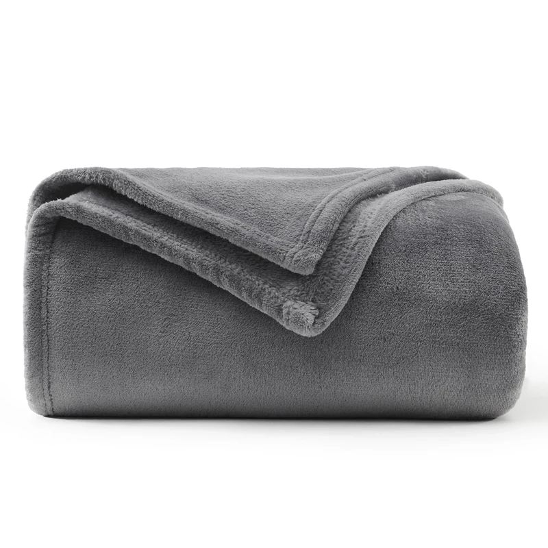 WAVVE Fleece Blanket Sofa Throw Grey 4ft x 5ft - Fluffy Soft Warm Versatile Blanket for Sofa/Couch/Bed Throw/Single Size Gray,130x150 cm