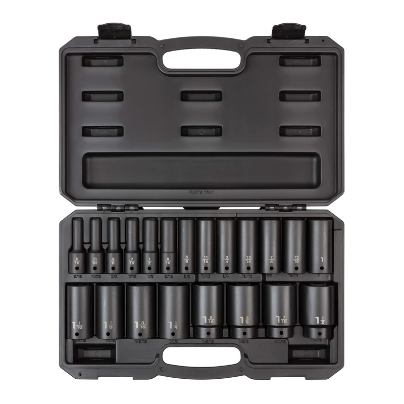 TEKTON 1/2 Inch Drive Deep 6-Point Impact Socket Set, 21-Piece (5/16-1-1/2 in.) | SID92306