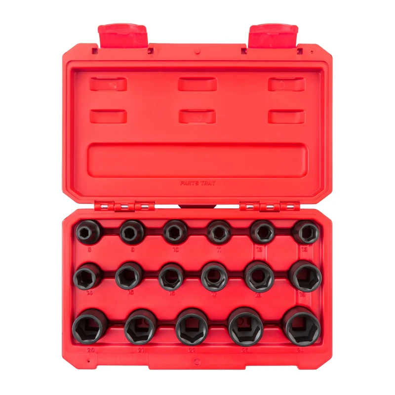 TEKTON 1/2 Inch Drive 6-Point Impact Socket Set, 17-Piece (8-24 mm) | SID92321