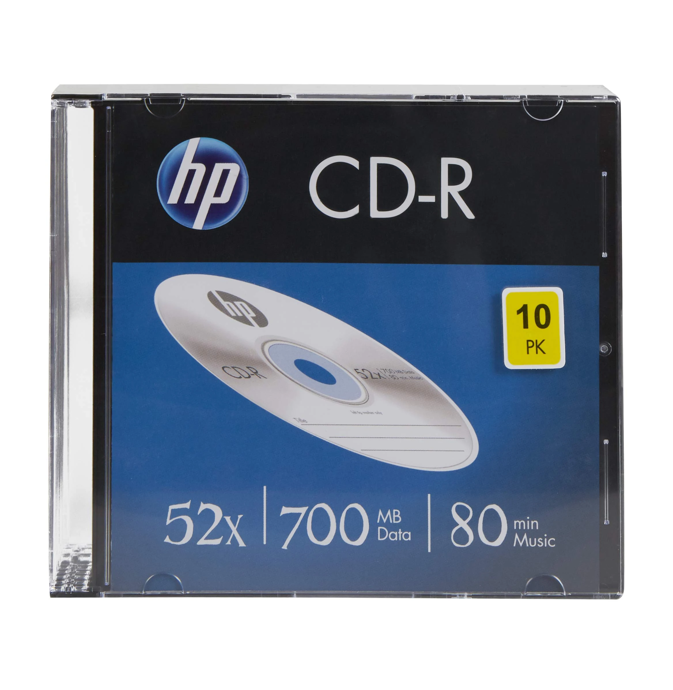 HP CD-R 52x Blank Discs (80 Minutes/700MB) - 10 Pack Slim Jewel Cased Discs