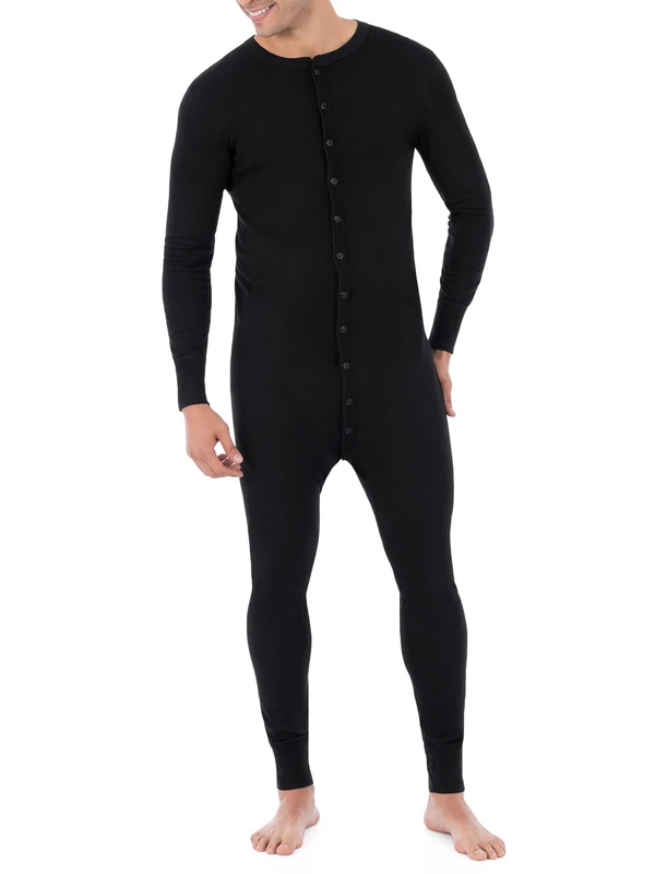 Fruit of the Loom Men's Premium Thermal Union Suit Pajama Bottom, Black, XL