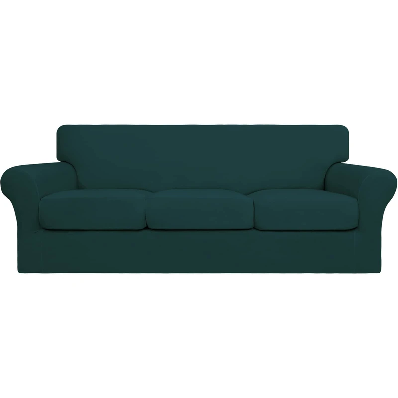 Easy-Going 4 Pieces Stretch Soft Couch Cover for Dogs - Washable Sofa Slipcover for 3 Separate Cushion Couch - Elastic Furniture Protector for Pets, Kids(Sofa,Deep Teal)