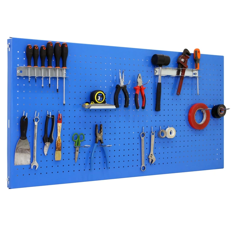 Simon Rack Tool Pegboard with 17 accesories, 400x900x35, Metal Pegboard, Blue - Panel Click