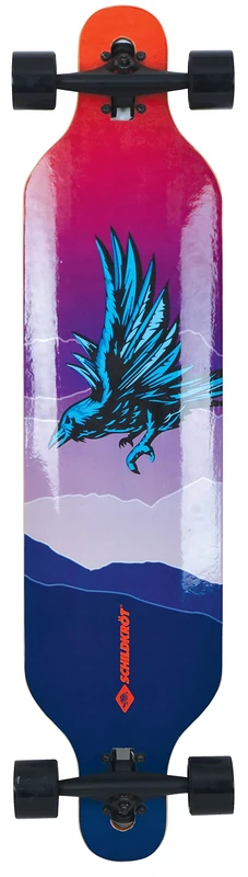 Schildkröt Longboard Freeride 41, 9-Ply Glued Maple, Complete Board with Drop Through Axle Suspension, ABEC-11 Ball Bearings, Design: God Feather, 510691