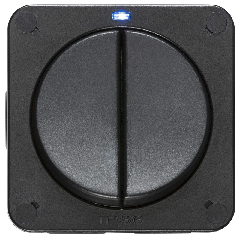 Knightsbridge OP3 Outdoor Weatherproof Double Switch - Black