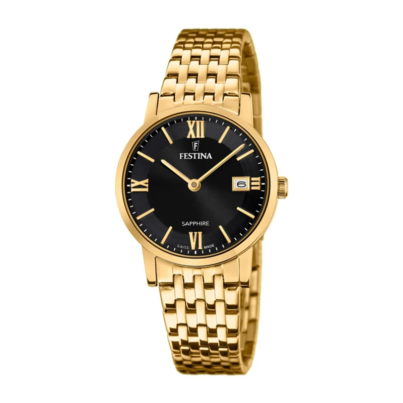 Festina Swiss Made Ladies Gold-platd.Watch with Steel Bracelet F20021/3