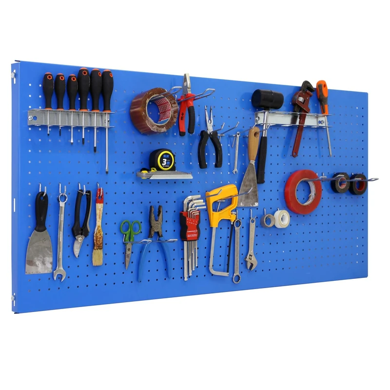 Simon Rack Tool Pegboard with 25 accesories, 400x900x35, Metal Pegboard, Blue - Panel Click