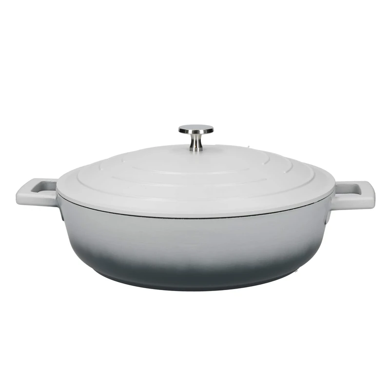 MasterClass Cast Aluminium Shallow Casserole Dish, Grey Ombre, 28cm/4Litre, Gift Boxed
