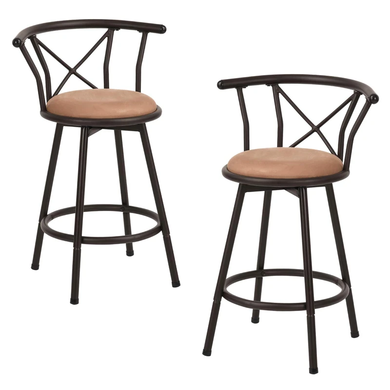 MEUBLE COSY Bar Stools Set of 2 Swivel Stools Bistro Stools Round Stool Kitchen Stools HAILEY 24 2PCS
