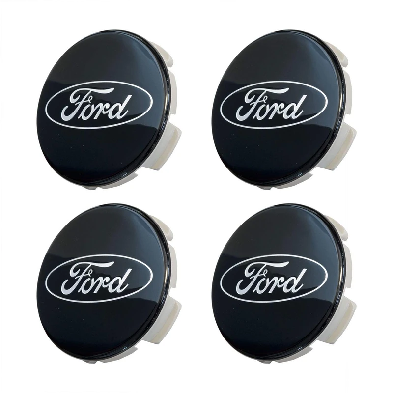 Set of Four 2 1/8" Black and Chrome Center Wheel Cap Kit, for Current and Late Model Ford Passenger Cars - Does not fit Ford Truck or SUV Wheels