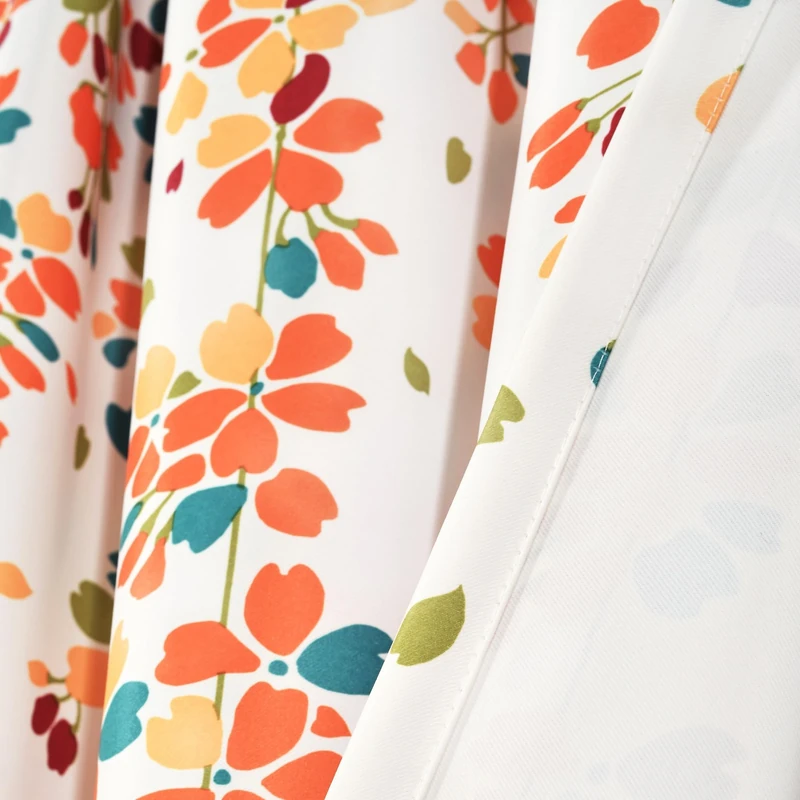 Lush Decor Weeping Flower Room Darkening Window Curtain Panel Pair, Turquoise & Tangerine, 63" L x 52" W+ 2" Header