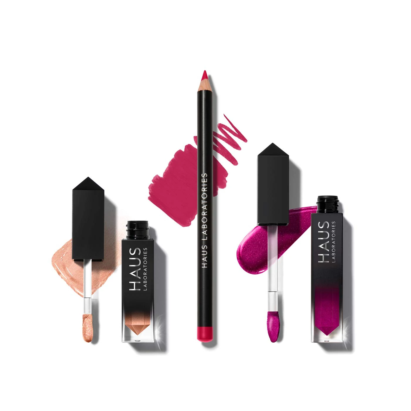 HAUS LABORATORIES By Lady Gaga: HAUS OF COLLECTIONS | Makeup Kit with Bag, Liquid Eyeshadow, Lip Liner Pencil, and Lip Gloss Available in 13 Sets, Vegan & Cruelty-Free | 3-Piece Value Set