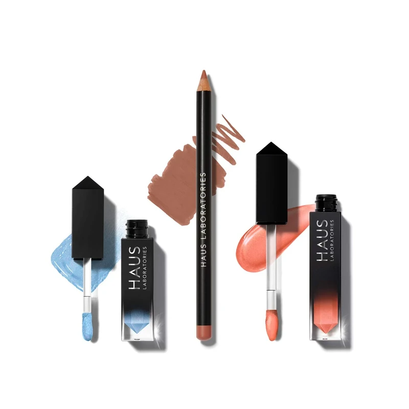 HAUS LABORATORIES By Lady Gaga: HAUS OF COLLECTIONS | Makeup Kit with Bag, Liquid Eyeshadow, Lip Liner Pencil, and Lip Gloss Available in 13 Sets, Vegan & Cruelty-Free | 3-Piece Value Set
