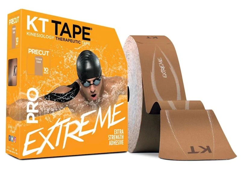 KT Tape PRO Extreme, Synthetic Jumbo Kinesiology Athletic Tape, 150 Count, 10” Precut Strips, Titan Tan