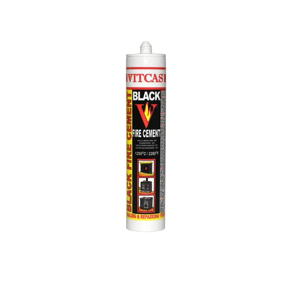 VITCAS 310ml Black Fire Cement Ready Mixed - Heat-Resistant Filler & Sealant for Fireplaces, Firebricks, Wood Burners, Stoves & Boilers – High-Temperature Repair Paste