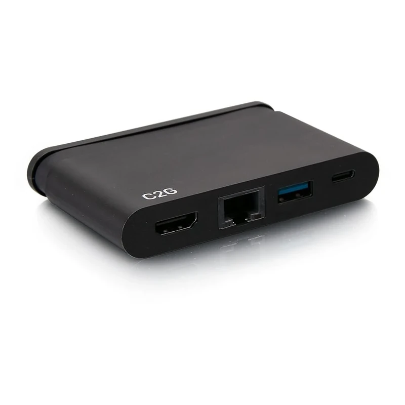 C2G USB-C® 4-in-1 Compact Dock with HDMI®, USB-A, Ethernet, and USB-C Power Delivery up to 100W - 4K 30Hz Compatible with MacBook Pro/Air, iPad Pro/Air, Galaxy,Surface Pro,XPS etc.