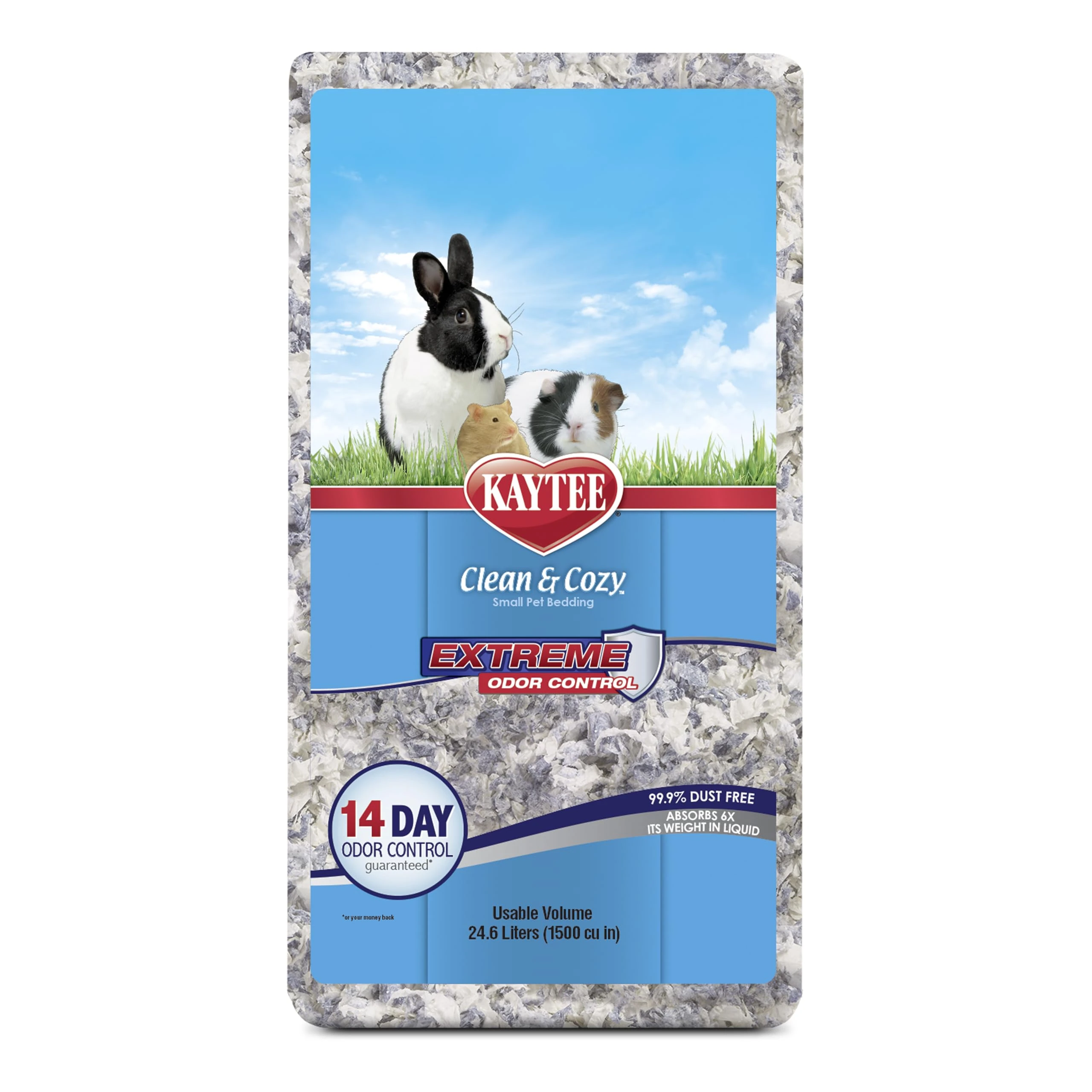 Kaytee Clean & Cozy Extreme Odour Control Super Absorbent Paper Bedding for Small Animal Cages, Hamster, Gerbil, Mice, Guinea, 24.6 Litres