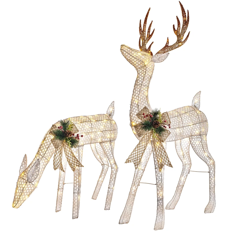 WeRChristmas Christmas Reindeer Family Decoration, White, 151 cm