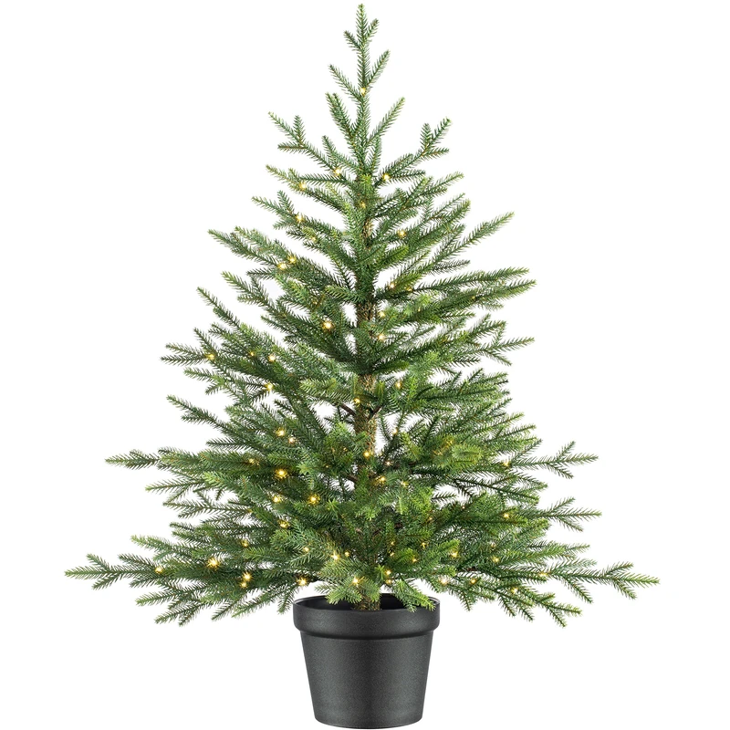WeRChristmas Pre-Lit Potted Douglas Fir Christmas Tree, Green, 3 ft