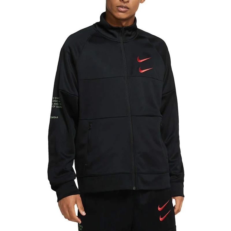Nike M Nsw Swoosh Jkt Pk Sport Jacket - Black/Black/(Ember Glow), XX-Large