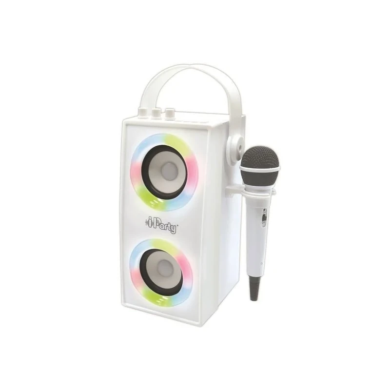 LEXIBOOK, iParty, Portable Bluetooth Light Speaker with Microphone, Light effects, Karaoke, Wireless, USB, SD card, Rechargeable battery, white, BTP180Z