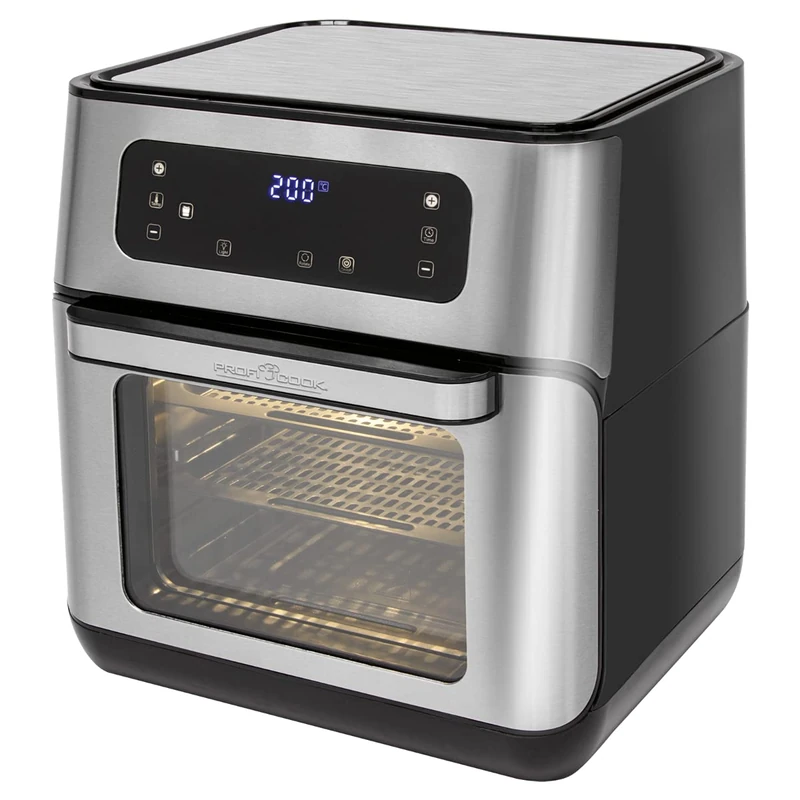 ProfiCook PC-FR 1200 H Hot Air Fryer, 9 Automatic Programmes Including Variable Time and Temperature Setting, Capacity: Approx. 11 Litres, 4 Insertion Heights for Optimal Baking Results, Stainless