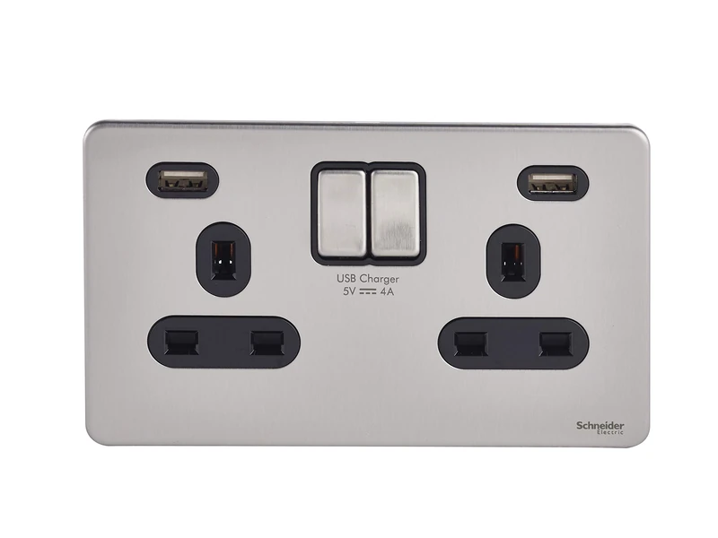 Schneider Electric GGBGU3424DBSS USB Double Power Socket