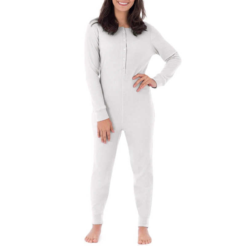 Fruit of the Loom Women's Micro Waffle Premium Thermal Union Suit Pajama Bottom, White, 3X