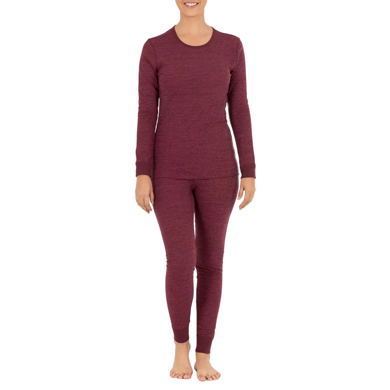 Fruit of the Loom Women's Micro Waffle Premium Thermal Set, Merlot Heather, XS - Image 1