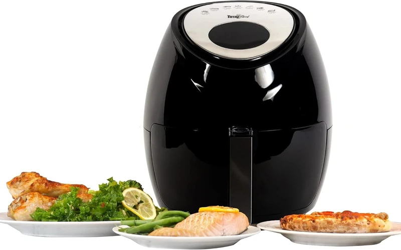 Total Chef 3.6L Air Fryer Small Air Fryers Digital Touchscreen 60 min Timer Adjustable Temperature Instant Recipe Pot Healthy Meal in Less Oil Fry Grill Roast Bake Cook Dishwasher Safe Basket Black