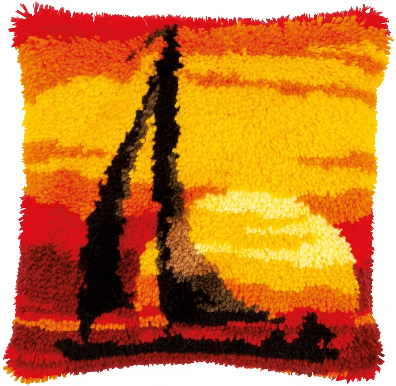 Vervaco Latch Cushion, Cotton, Polyester, Multicoloured, 40x40cm