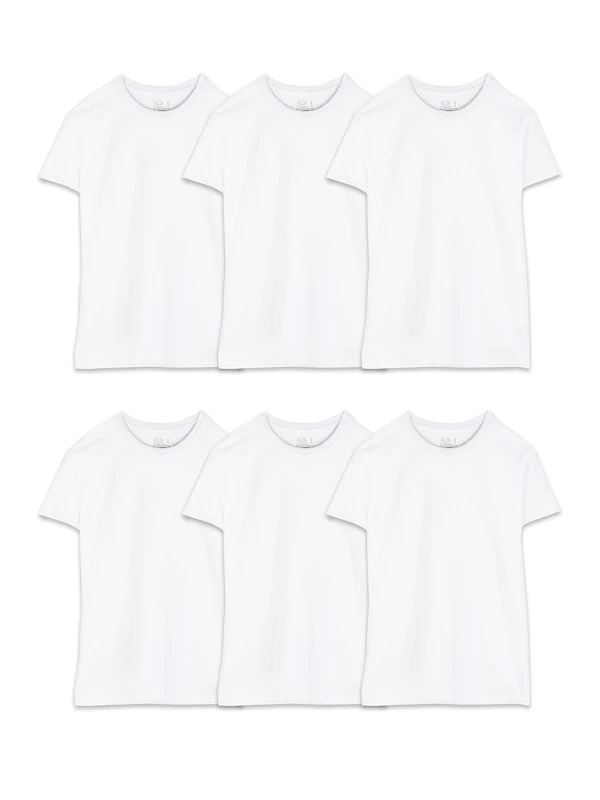 Fruit of the Loom Men's Undershirts, Moisture Wicking & Tag Free, Short Sleeve Crew T-Shirts, White-6 Pack-Big & Tall, XXXXXL (Pack of 6)