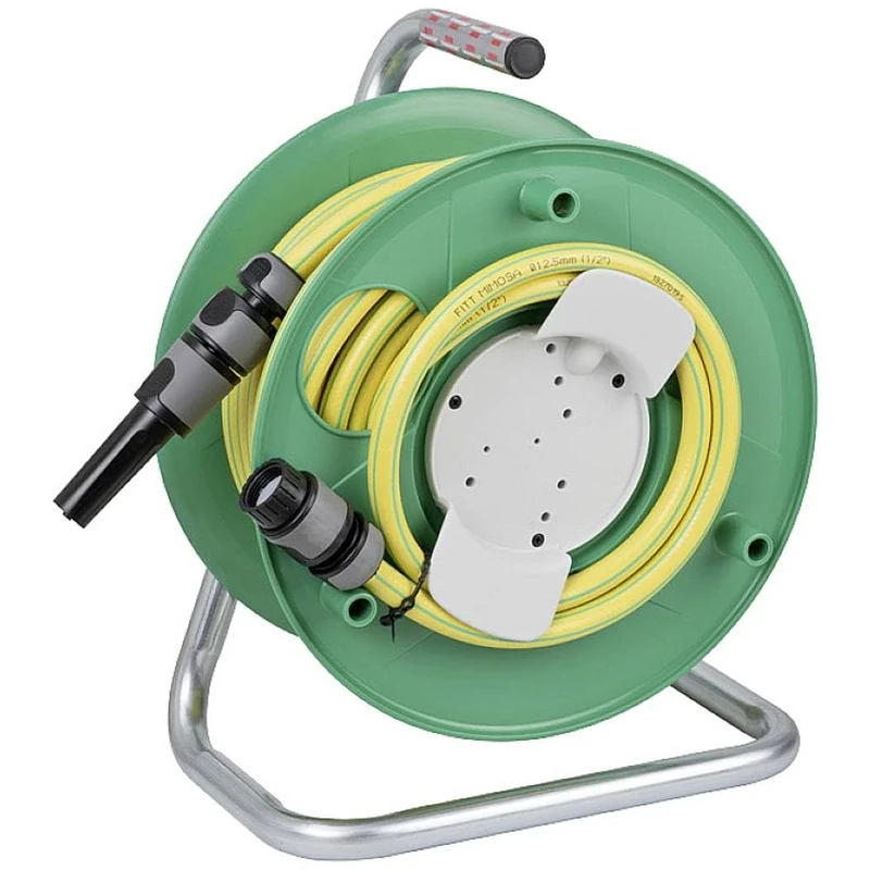 Brennenstuhl Hose Reel with 20m Water Hose (Spraying Nozzle, waterstop, top Connector), Portable Water Hose Reel for Outdoors, Hose Colour: Green