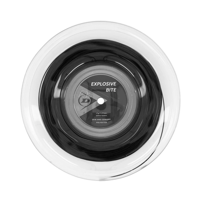 Dunlop Explosive Bite Tennis String, 17g/1.27mm, 200m Reel, Black