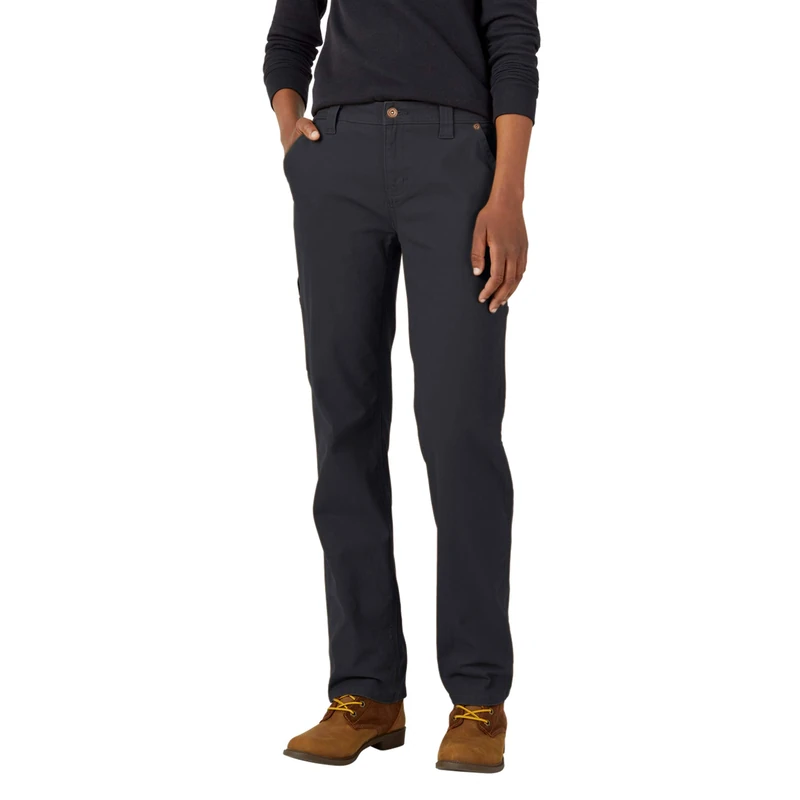 Dickies Women's Relaxed Straight Carpenter Duck Pant, Rinsed Black, 6