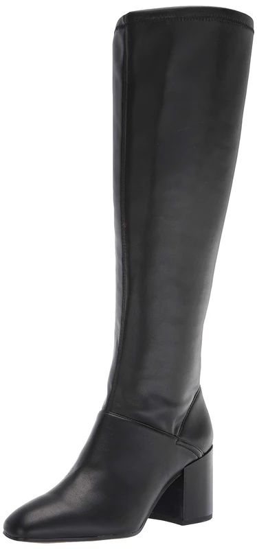 Franco Sarto Women's Tribute Toilet Knee High Boot, Black Faux Leather with Wide Calf, 5.5 UK