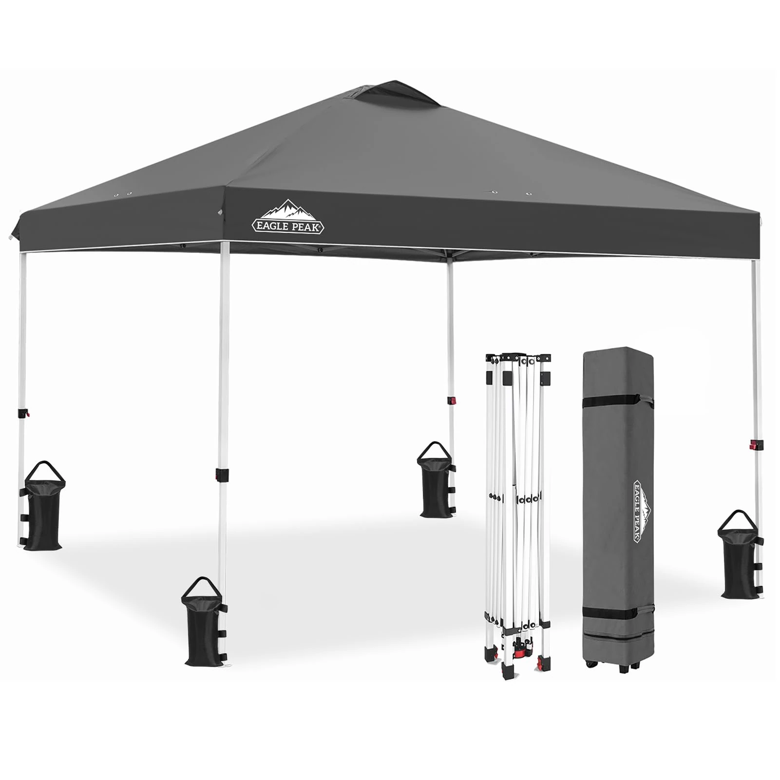 EAGLE PEAK 3m x 3m Pop Up Gazebo Tent Instant Outdoor Canopy Straight Leg Shelter (Grey)