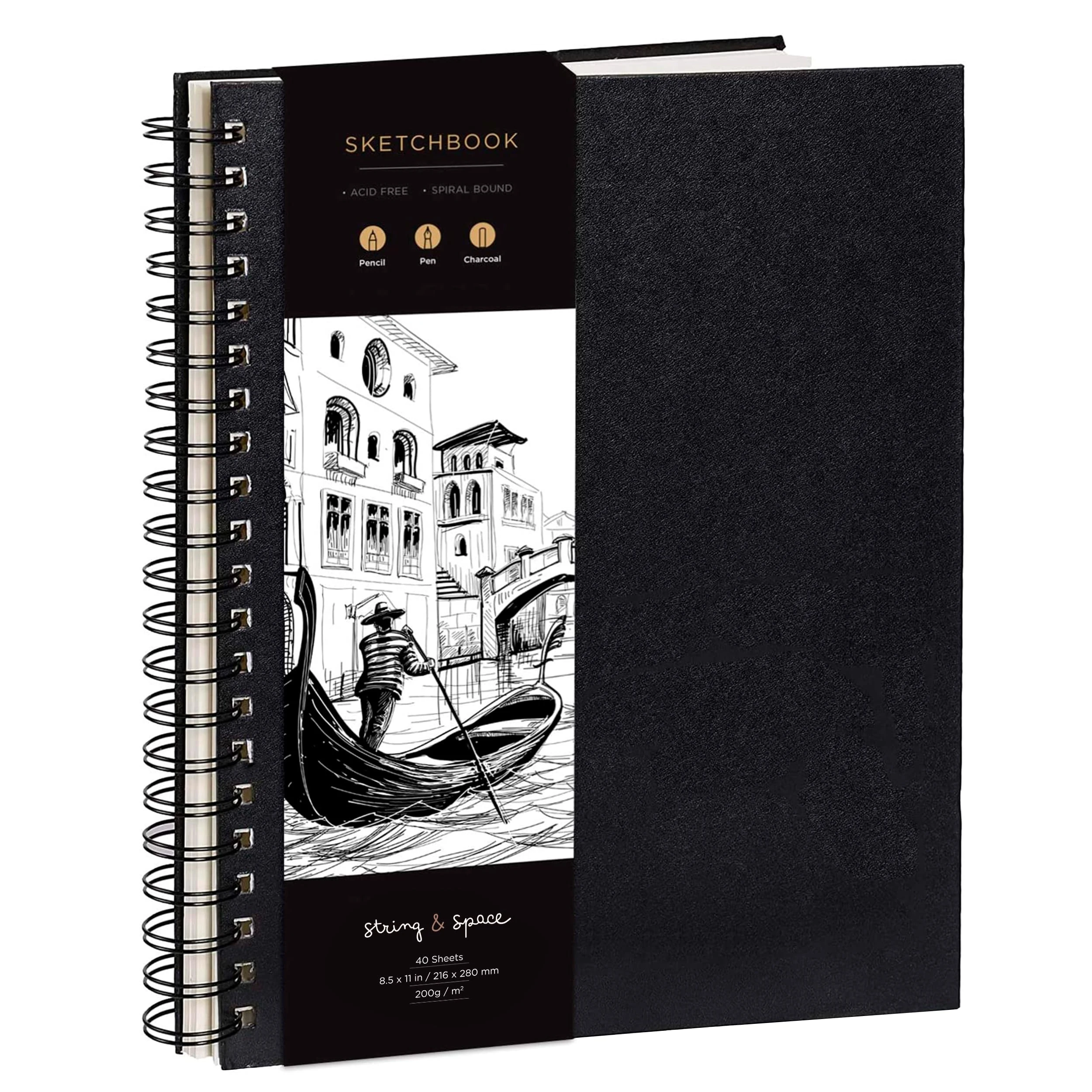 A3 Sketchbook for Artists Hardcover – 200GSM Very Thick Paper – Large Sketch Pad Art Book, Spiral Bound Sketch Book for Artists and Children – Drawing Book 29x42cm, 40 Sheets / 80 Pages