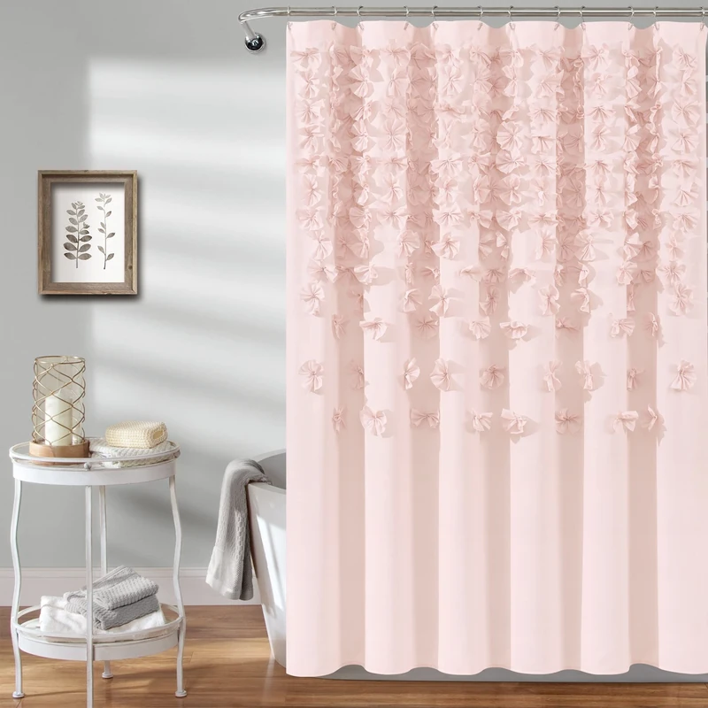 Lush Decor Lucia Shower Curtain, Blush, 72" x 72"