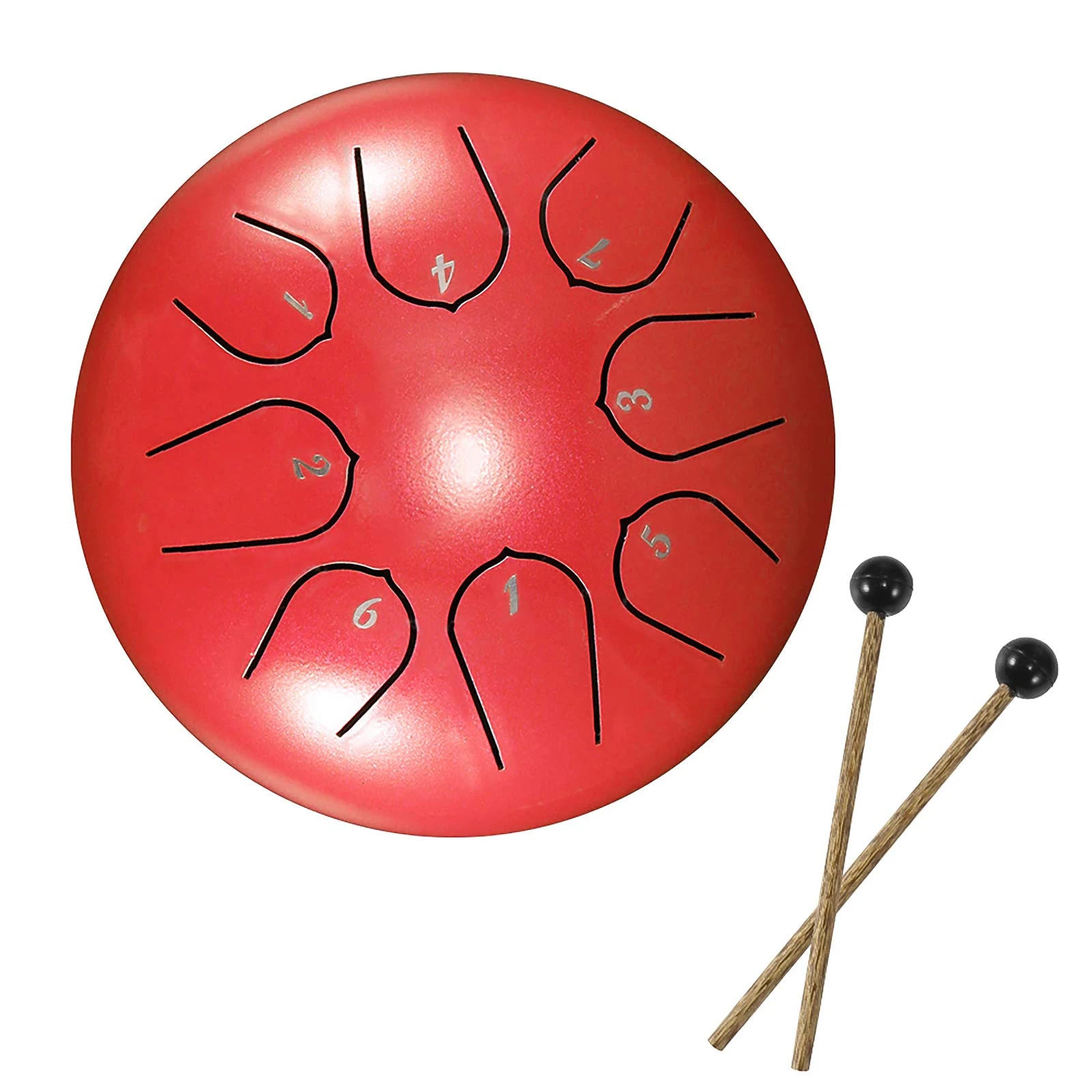 DEECOZY Slit Drums, Steel Tongue Drum, 6 inches 8 Tone D Key, Handpan Drum with Drumsticks, Bag, Finger Cover, Percussion Instrument for Musical Education Concert Mind Healing Yoga Meditation, Red