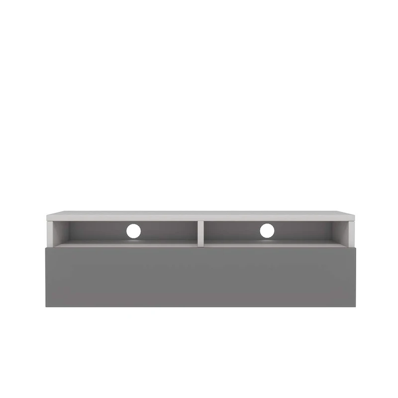 Selsey REDNAW - Modern TV Stand/TV Cabinetwith a Drawer / 100 cm/White Matt/Grey Gloss
