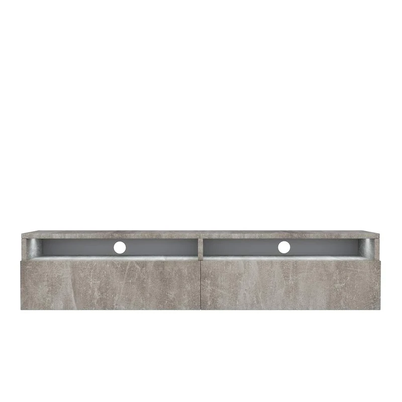 Selsey REDNAW - Modern TV Stand/TV Cabinet with 2 Drawers / 140 cm/Concrete Grey/LED lighting