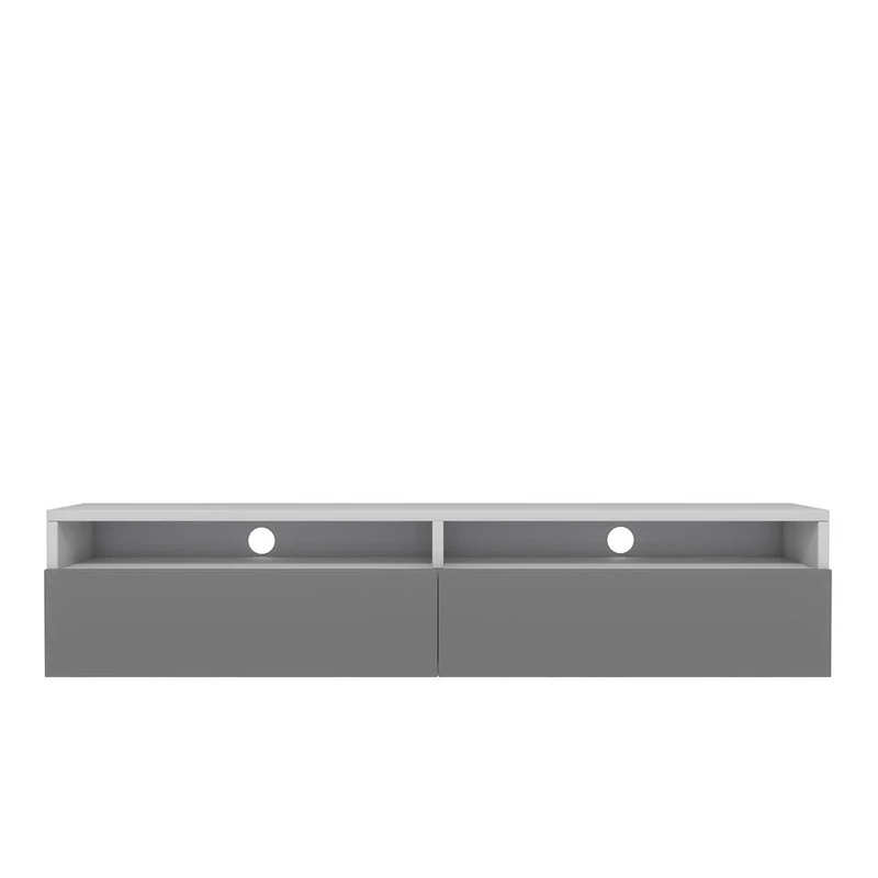 Selsey REDNAW - Modern TV Stand/TV Cabinet with 2 Drawers / 140 cm/White Matt/Grey Gloss