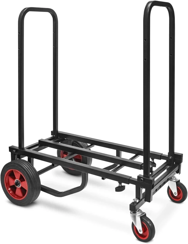 Pyle Adjustable Folding Utility Cart, Heavy-Duty Trolley & Multi-Purpose Equipment Cart w/ Wheels, Extends from 60cm to 102cm, Lightweight & Durable for Easy Transport