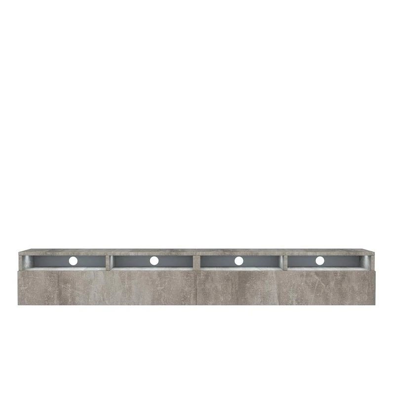 Selsey REDNAW - Modern TV Stand/TV Cabinet with 2 Drawers / 200 cm/Concrete Grey/LED lighting