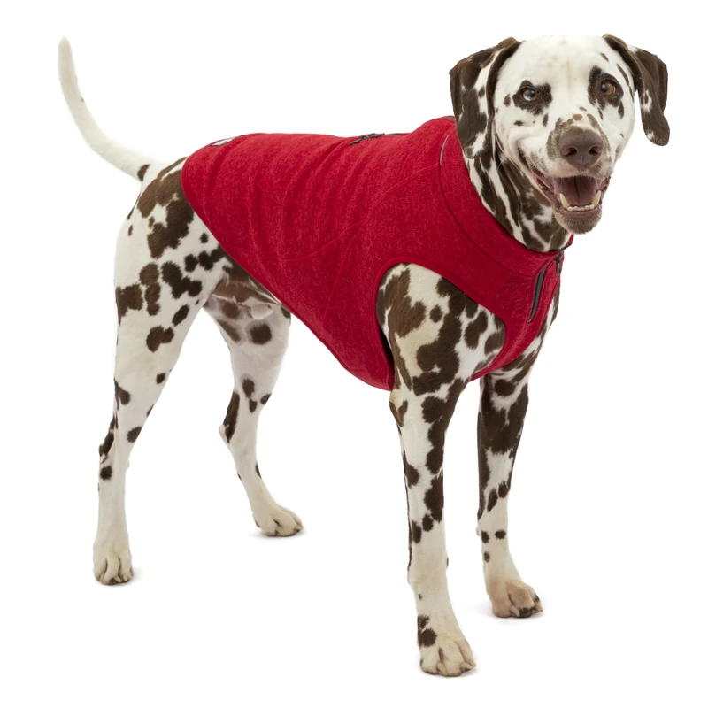 Kurgo Core Dog Sweater, Knit Dog Sweater with Fleece Lining, Cold Weather Pet Jacket, Zipper Opening for Harness, Adjustable Neck, Year-Round Sweater for Small Dogs (Heather Red, X-Small)