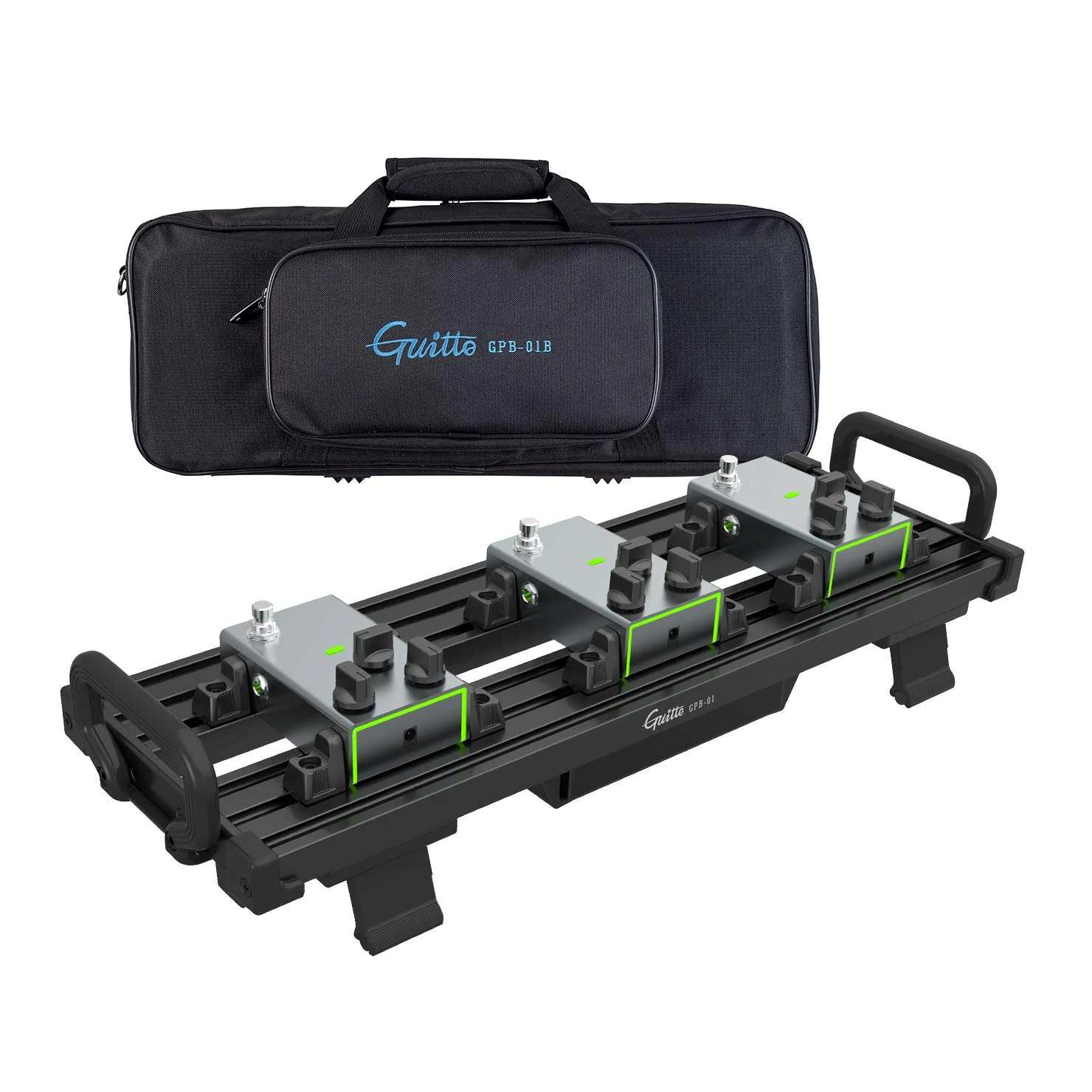 GUITTO Guitar Pedal Board - Clip-Mount Guitar Effect Pedal board Aluminum Alloy with Carry Bag No Residue GPB-01 Small