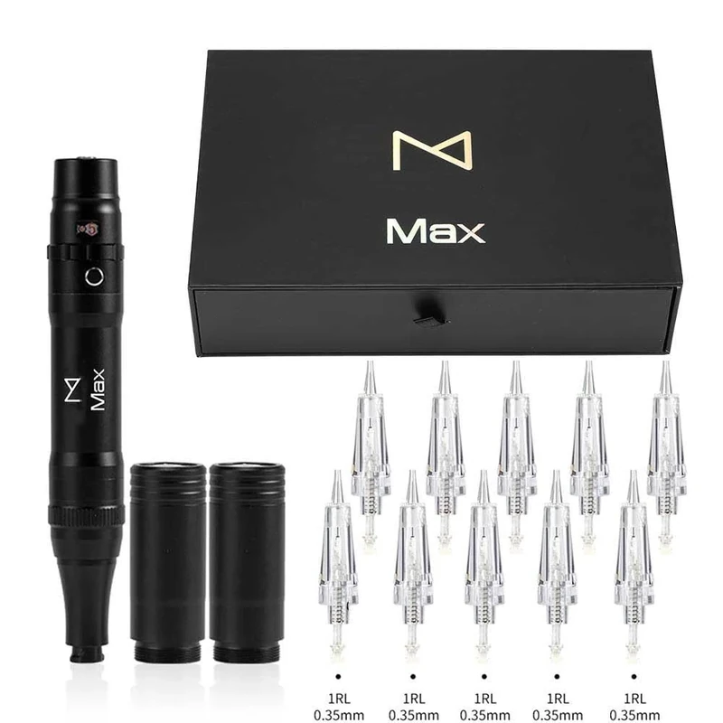 MAX PMU Wireless/Cordless Brow Machine - Ombre Powder Brows Miroblading Shading Eyeliner Lip Microshading Supplies Kit Rotary Pen (Machine, Black)